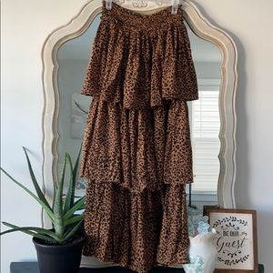 Ruffled Leopard Print High Waisted Skirt